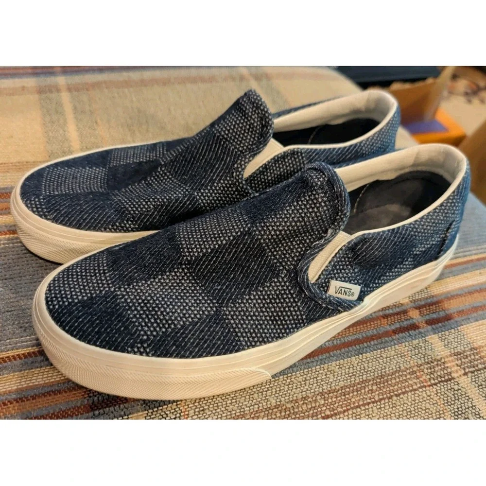 Unisex VANS DENIM CHECKERBOARD SLIP-ON Navy Blue (VN0A2Z41NVY) Size M 7.5 W 9